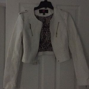Bebe White Leather Jacket
